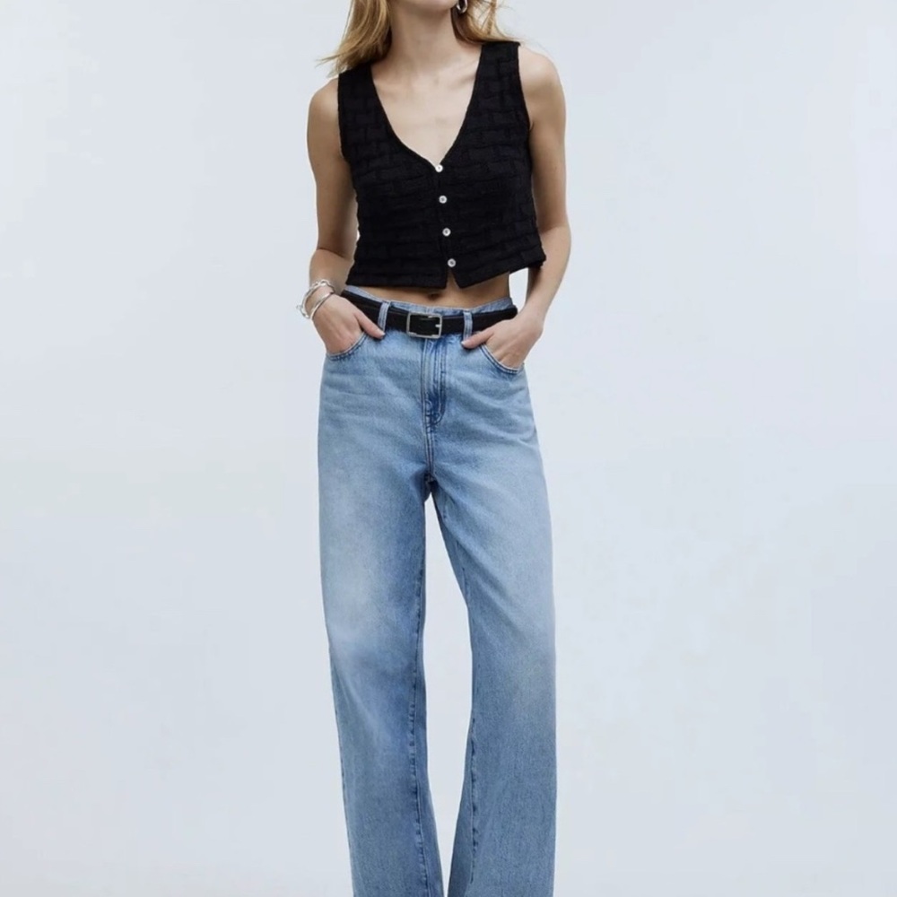 Madewell NWT Button Down Basketweave Knot Vest Sweater - S - Black